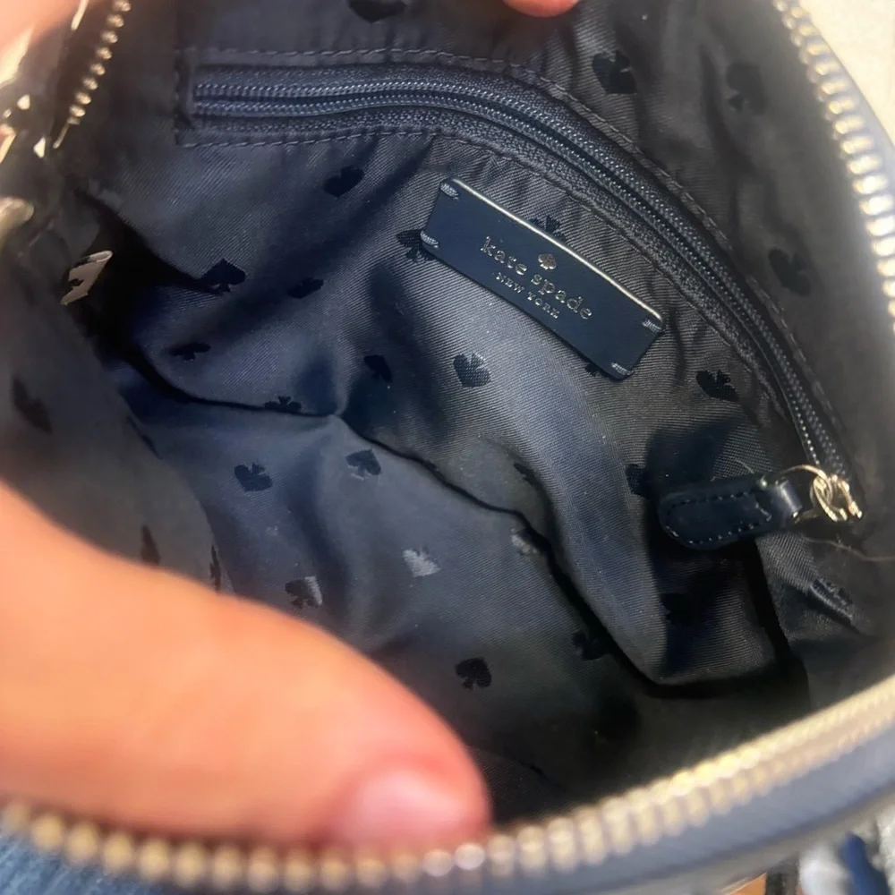 Kate Spade small dome crossbody bag Kali “nightcap” blue leather